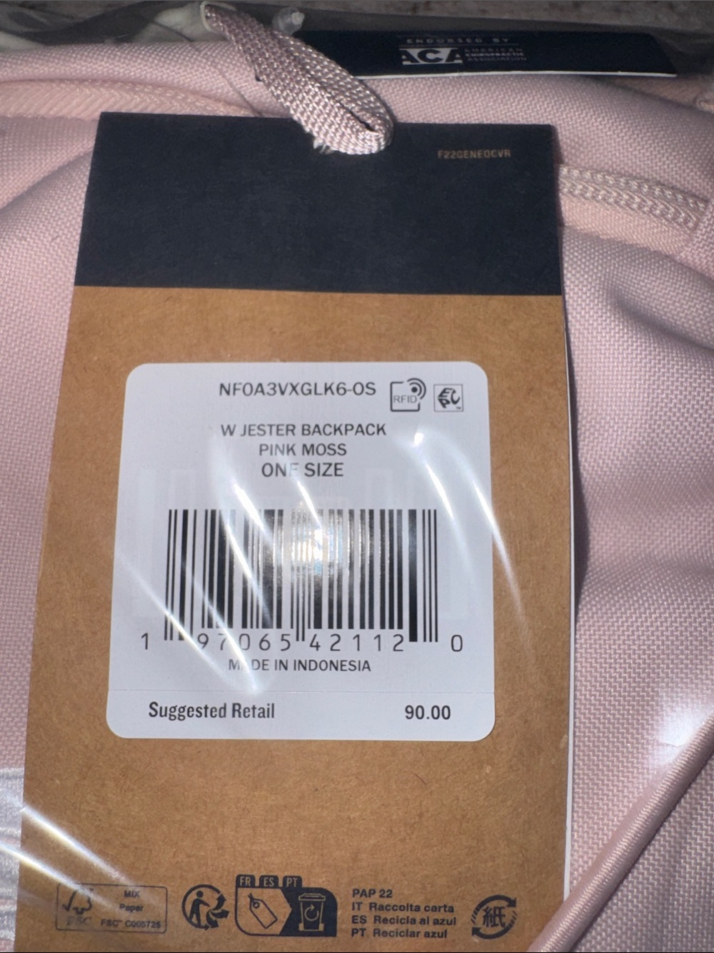 The North Face Women’s Blush Pink Backpack with External Bungee - Picture 3 of 3